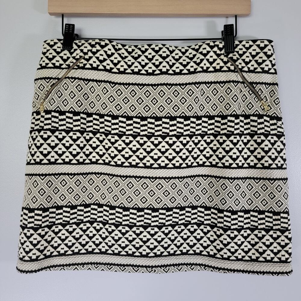 Apt 9 Aztec Boho Mini Skirt Womens M Cream Black Fall Vibes Artsy NEW With Tags